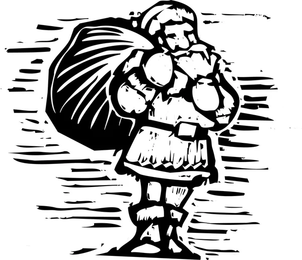 Holzschnitt-Weihnachtsmann — Stockvektor