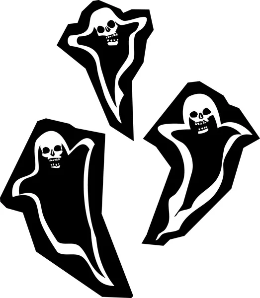 Tre fantasmi del cranio — Vettoriale Stock