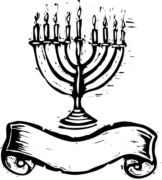 Hanukkah Menorah con Banner — Vector de stock