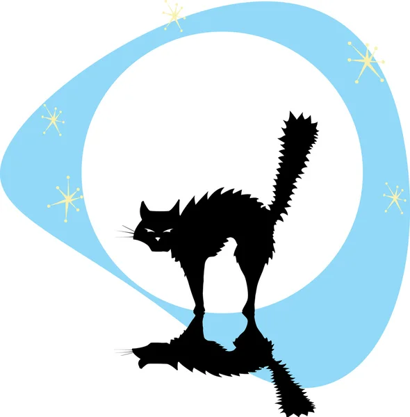 Gato negro con luna — Archivo Imágenes Vectoriales