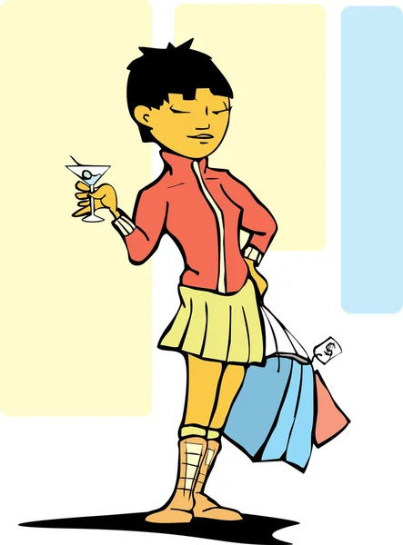 Mujer con martini — Vector de stock