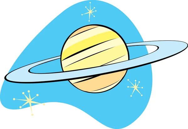 Retro Planet Saturn — Stock Vector