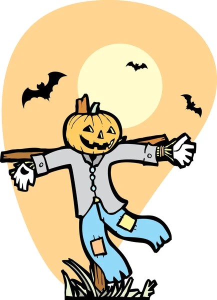 Scarecrow With Bats — Stock Vector