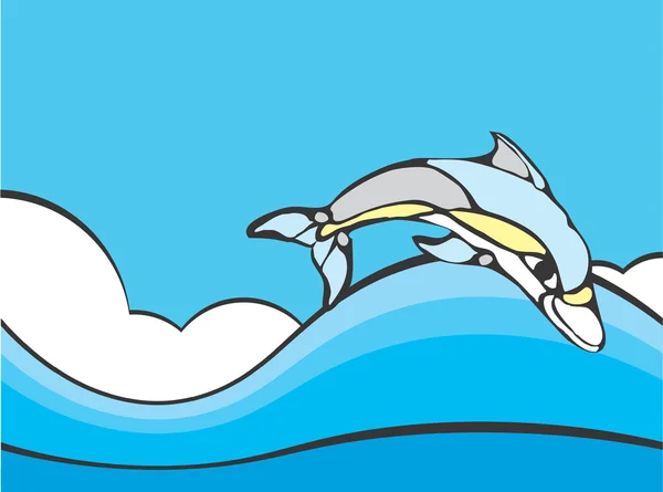 Common Dolphin at Sea — Stock Vector