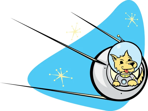 Sputnik-Satellit und Hund. — Stockvektor
