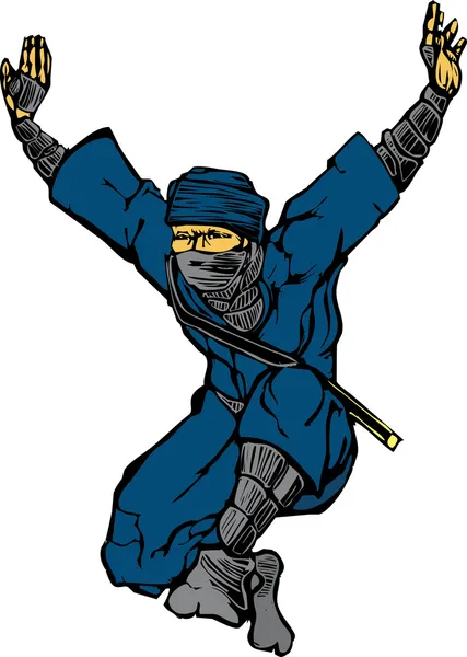 Ninja de salto — Vector de stock