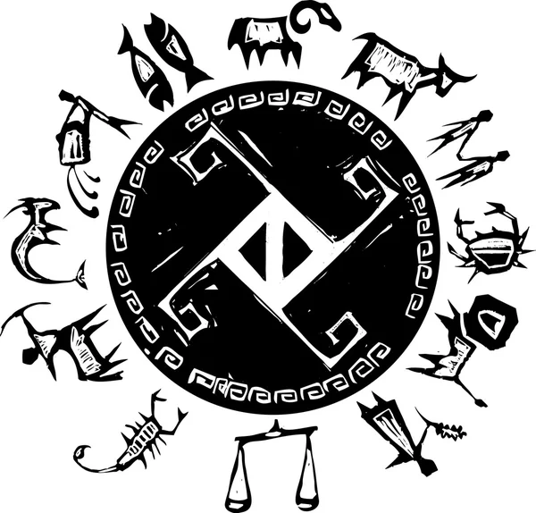 Δυτική Zodiac πρωτόγονη #2 — Διανυσματικό Αρχείο