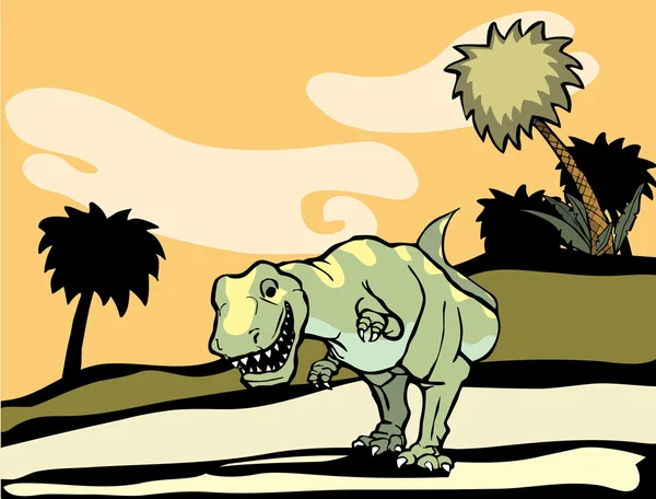 Tyrannosaurus Rex dans la nature . — Image vectorielle