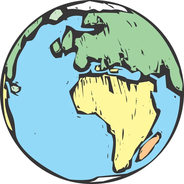 Woodcut Earth # 3 — стоковый вектор