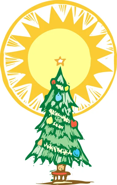 Christmas Tree and Light — Stock Vector