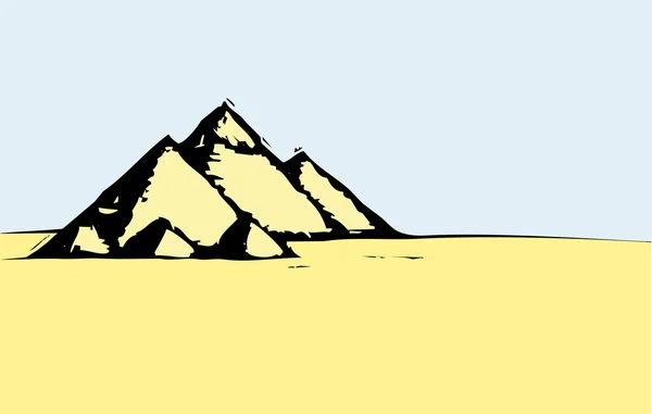 Pirámides del desierto egipcio — Vector de stock