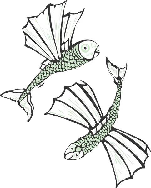 2 つの空飛ぶ魚 — ストックベクタ