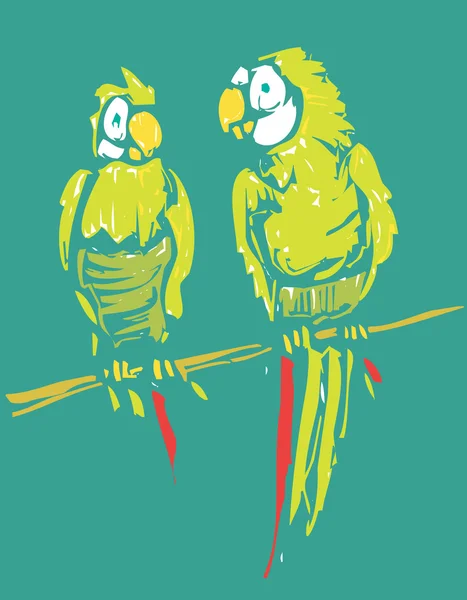 Dva papoušci — Stockový vektor