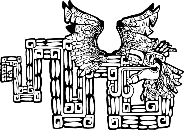 Schwarz-weißes Maya-Kukulcan-Bild — Stockvektor