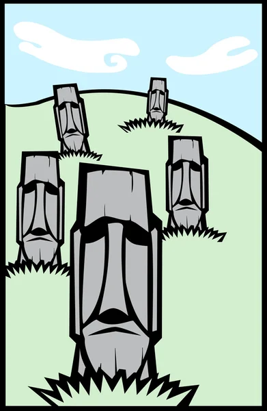 Groep van Moai #3 — Stockvector