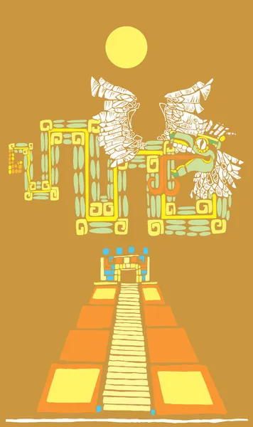 Pirámide Maya y Kukulcan — Vector de stock