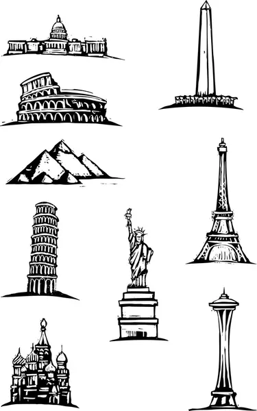 Мировые памятники — стоковый вектор