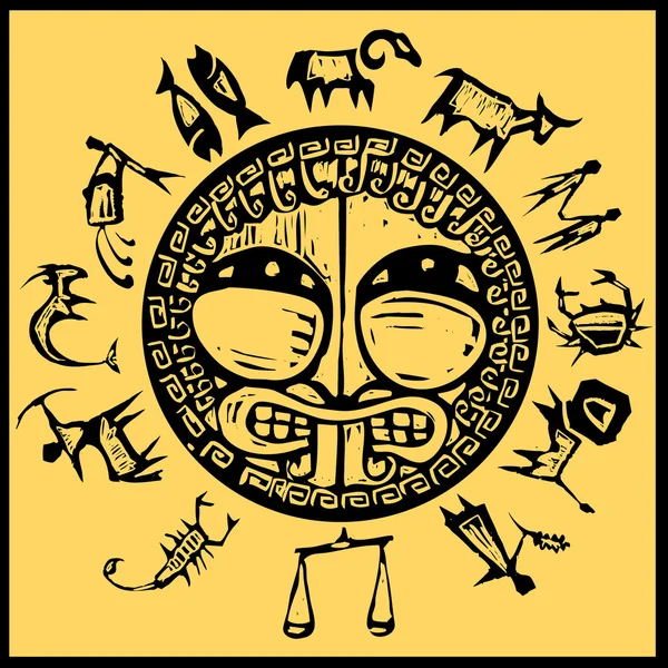 Western Primitive Zodiac # 1 — стоковый вектор