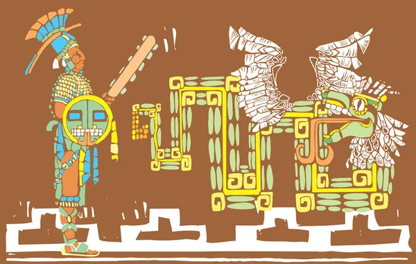 Guerrier Maya et Kukulcan — Image vectorielle