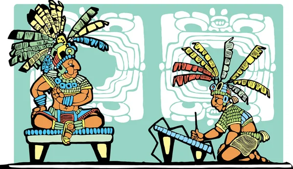 Майя короля і Писар — стоковий вектор