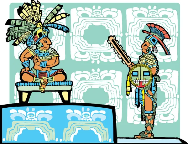 Re Maya e guerriero — Vettoriale Stock