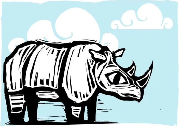Rhino y Nubes — Vector de stock