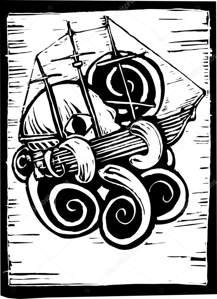 Kraken And Ship Stock Vector Image By C Xochicalco Kraken And Ship Stock Vector Image By C Xochicalco