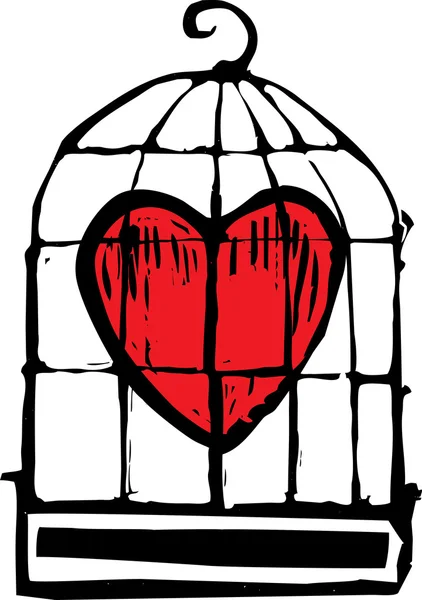 Corazón en jaula — Vector de stock