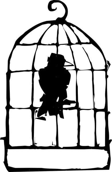 Oiseau en cage — Image vectorielle