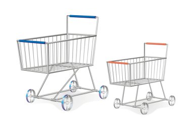 Set of two metallic shopping carts clipart