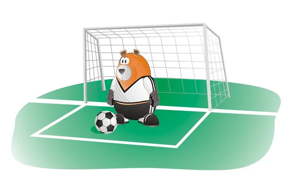 Björn fotbollsmålvakt infront av go — Stock vektor