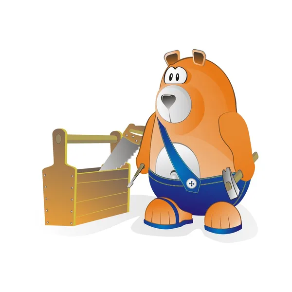 Bear worker with equipment — Stock Vector