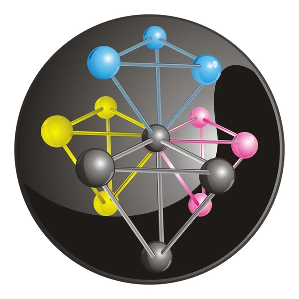 Molécule complexe avec CMJN ato coloré — Image vectorielle
