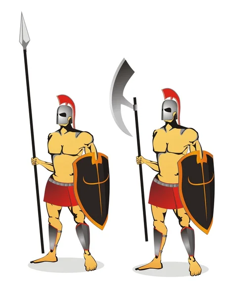 Два древних солдата изолированы — стоковый вектор