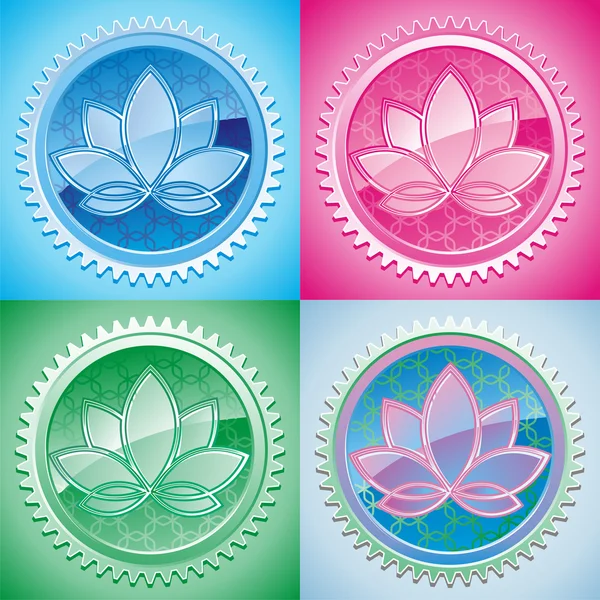 Ensemble de motif oriental avec lotus — Image vectorielle