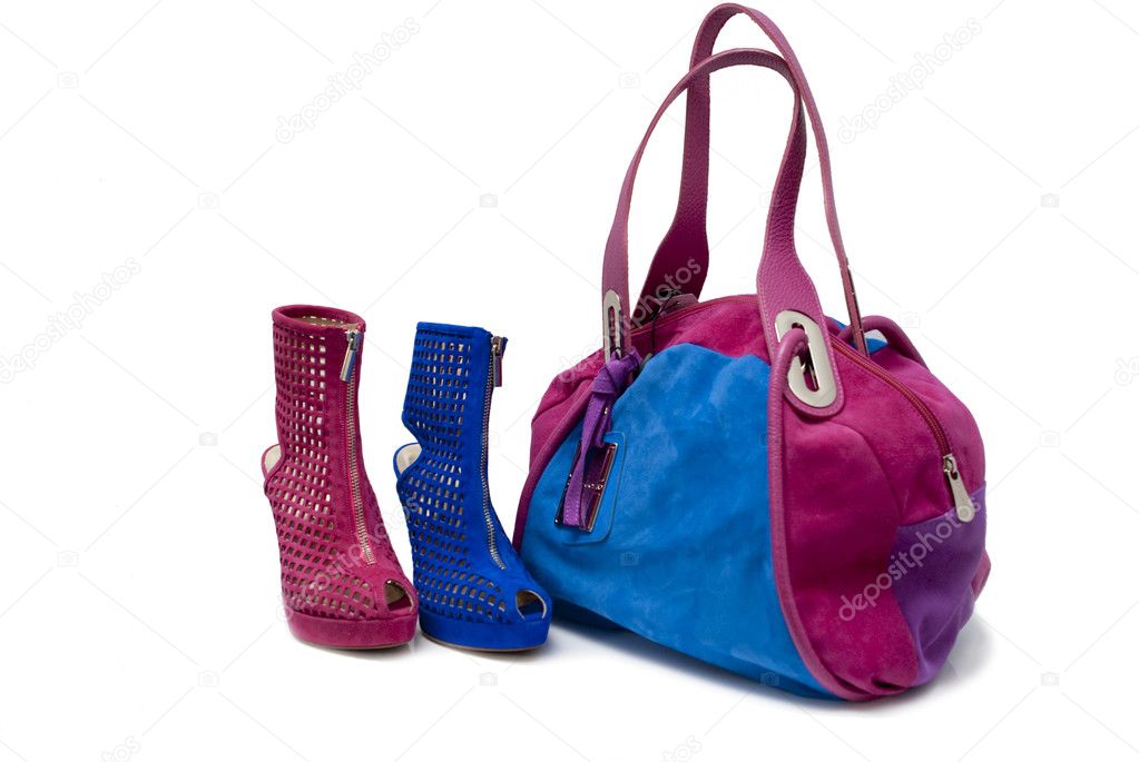 Woman shoes on the heel and bag