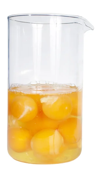 Eidooiers van eieren zijn in glas — Stockfoto