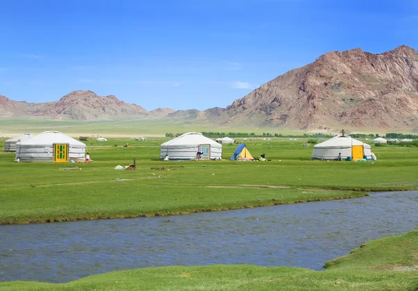 Mongolskiej jurcie w dolinie Zdjęcie Stockowe