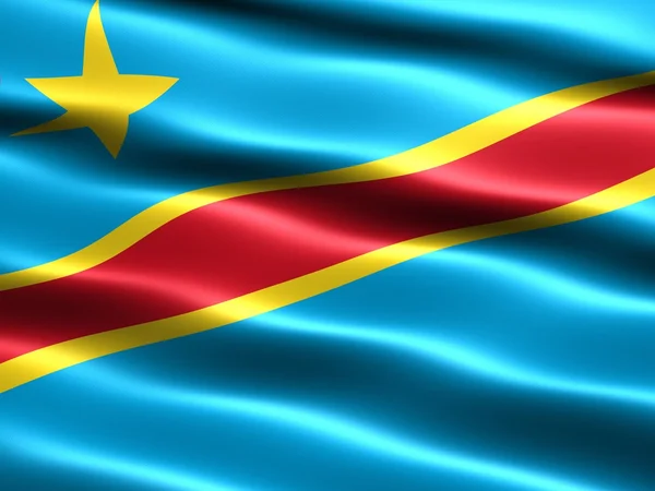 Vlajka, Demokratická republika Kongo — Stock fotografie