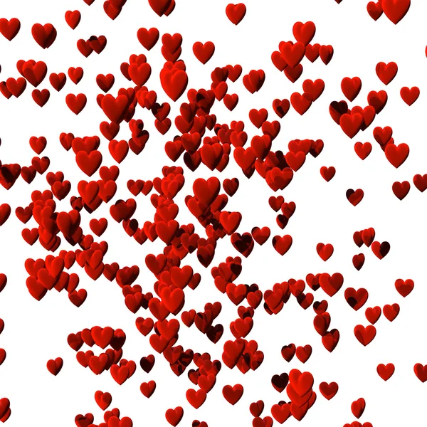 Hundreds of hearts, isolated over white