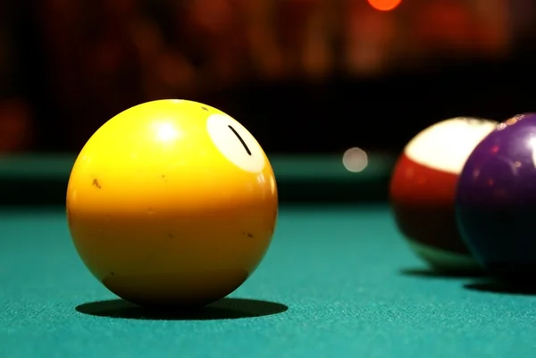Yellow one, pool billard ball — Stock Photo, Image