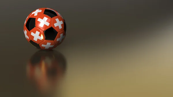 Suíça bola de futebol em metal dourado — Fotografia de Stock