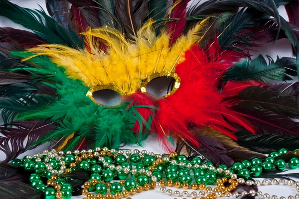Mardi Gras Maschera e Perline — Foto Stock