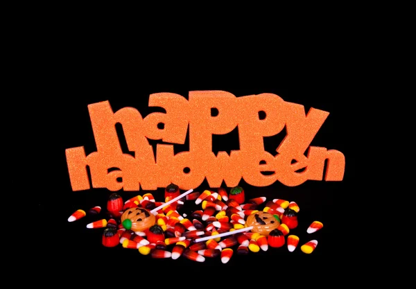 Halloween Sign And Candy — Stock Photo, Image