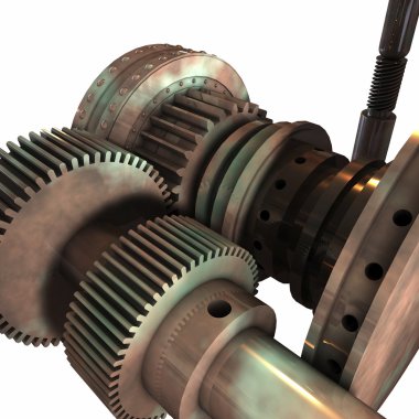 Gears and Cylinders 3D clipart