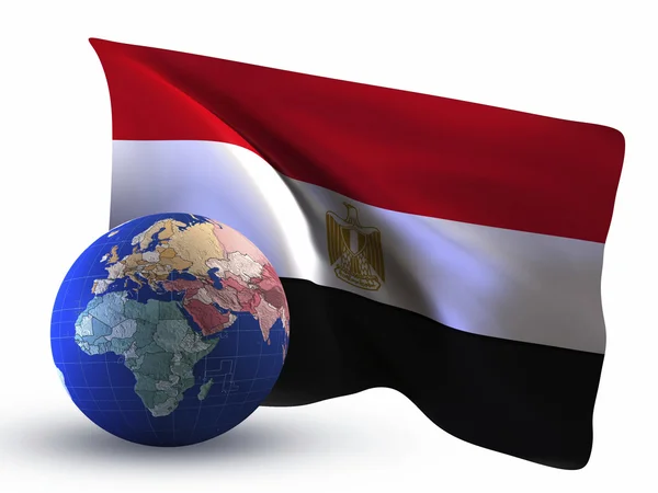 Египетский флаг на белом фоне — стоковое фото