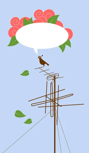 Bird on ­­Antenna — Stockový vektor