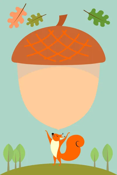 Écureuil et glands — Image vectorielle