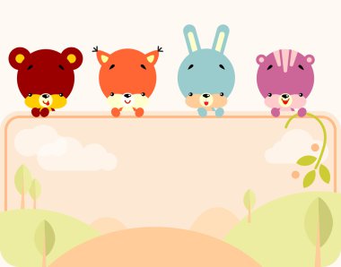 Cute animals banner clipart