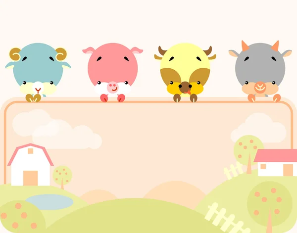 Aranyos farm állatok banner — Stock Vector